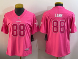 Cowboys 24/25 Lamb #88 Pink/White Women NFL Jersey