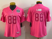 Cowboys 24/25 Lamb #88 Pink/White Women NFL Jersey