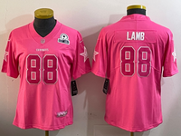 Cowboys 24/25 Lamb #88 Pink/White Women NFL Jersey