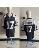 Cowboys 25/26 Aubrey #17 Navy/White NFL Game Jersey