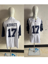 Cowboys 25/26 Aubrey #17 White/Navy NFL Game Jersey