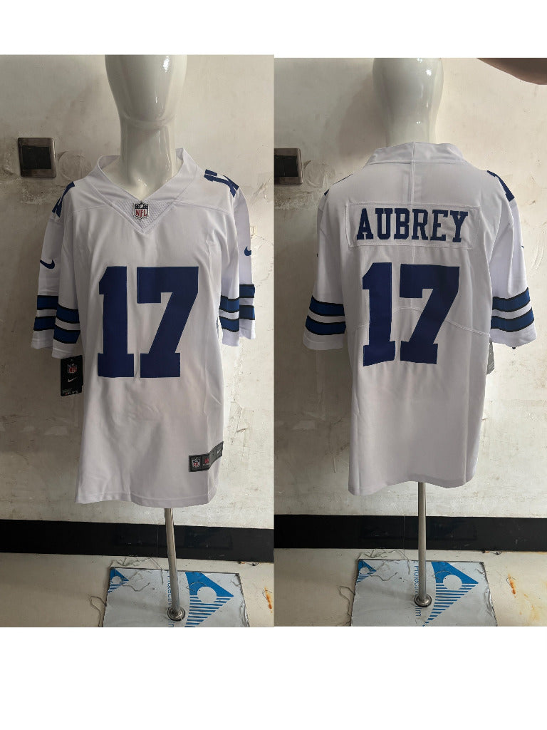 Cowboys 25/26 Aubrey #17 White NFL Game Jersey