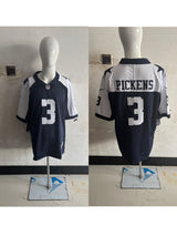 Cowboys 25/26 Pickens #3 Navy/White NFL Game Jersey