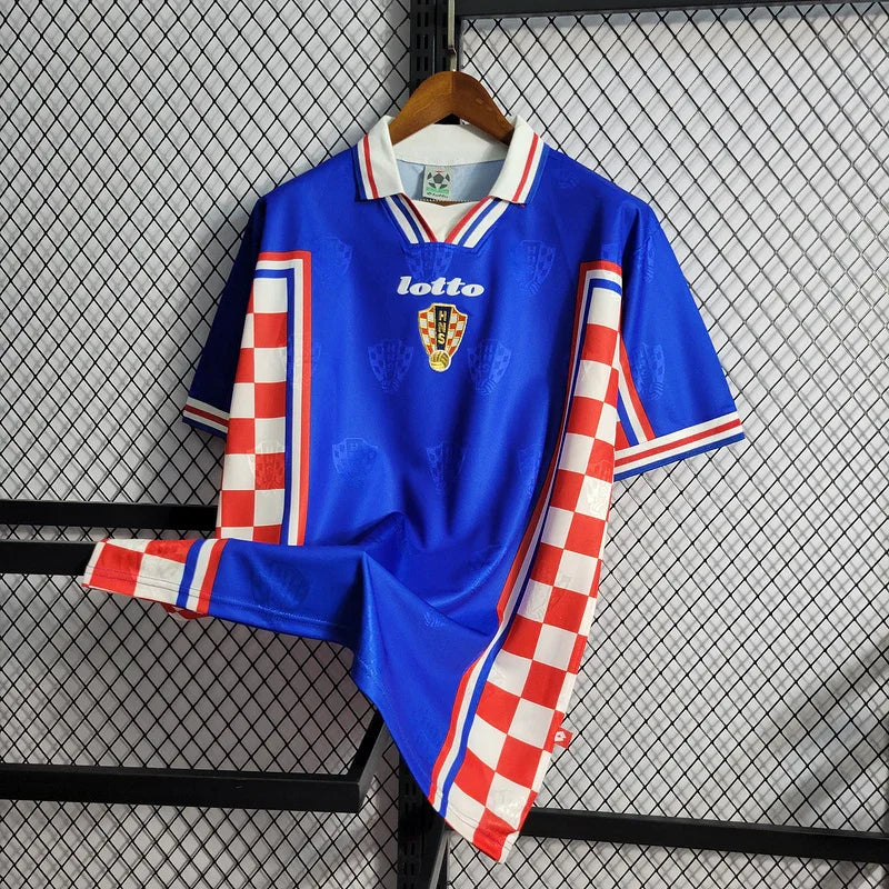 Croacia 1998 Vintage Retro Blue Away Jersey