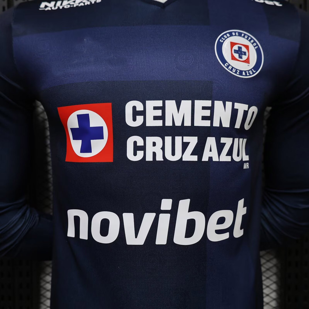 Cruz Azul 26/27 Blue/Light Blue Cross with White Trim Third Long Sleeve Player Version Jersey