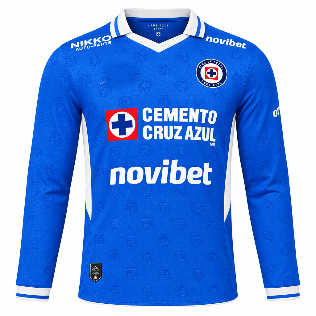 Cruz Azul 26/27 Royal Blue/White Home Long Sleeve Player Version Jersey