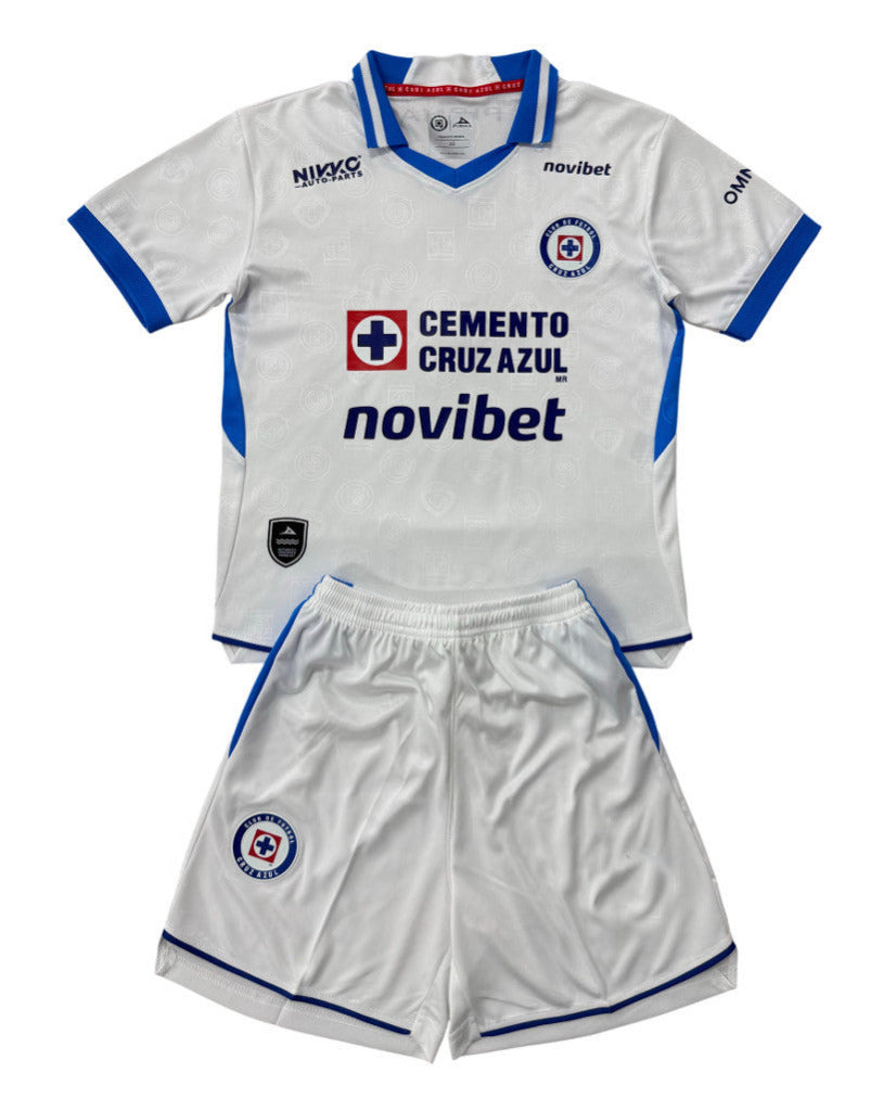 Cruz Azul 26/27 White/Royal Blue Away Kids Jersey Set
