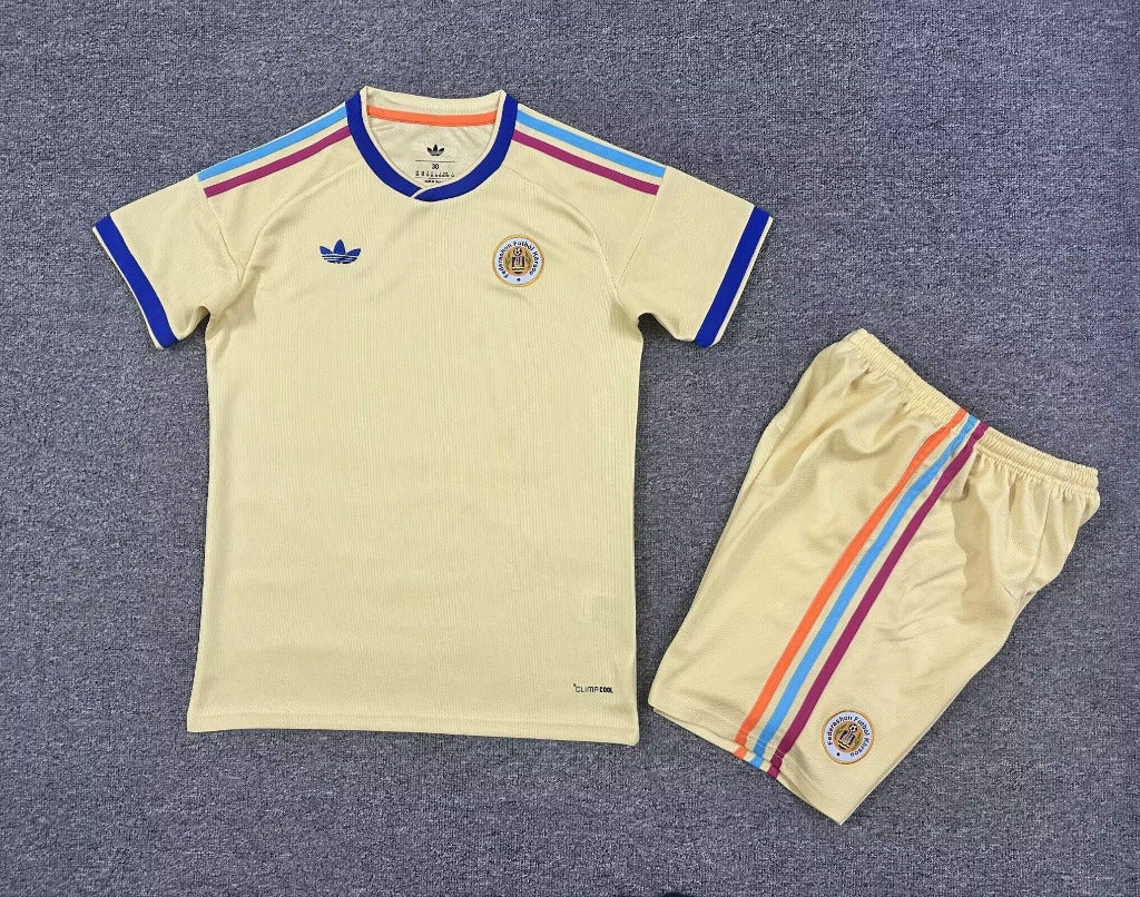 Curaçao 26/27 Pastel Yellow World Cup 3 Stripes Away Kids Jersey Set
