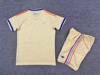 Curaçao 26/27 Pastel Yellow World Cup 3 Stripes Away Kids Jersey Set