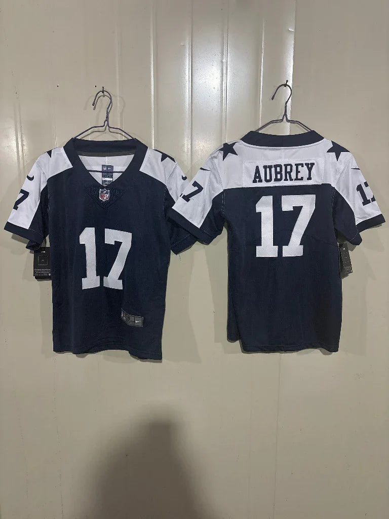 Dallas Cowboys 25/26 Aubrey #17 Navy/White Kids Jersey