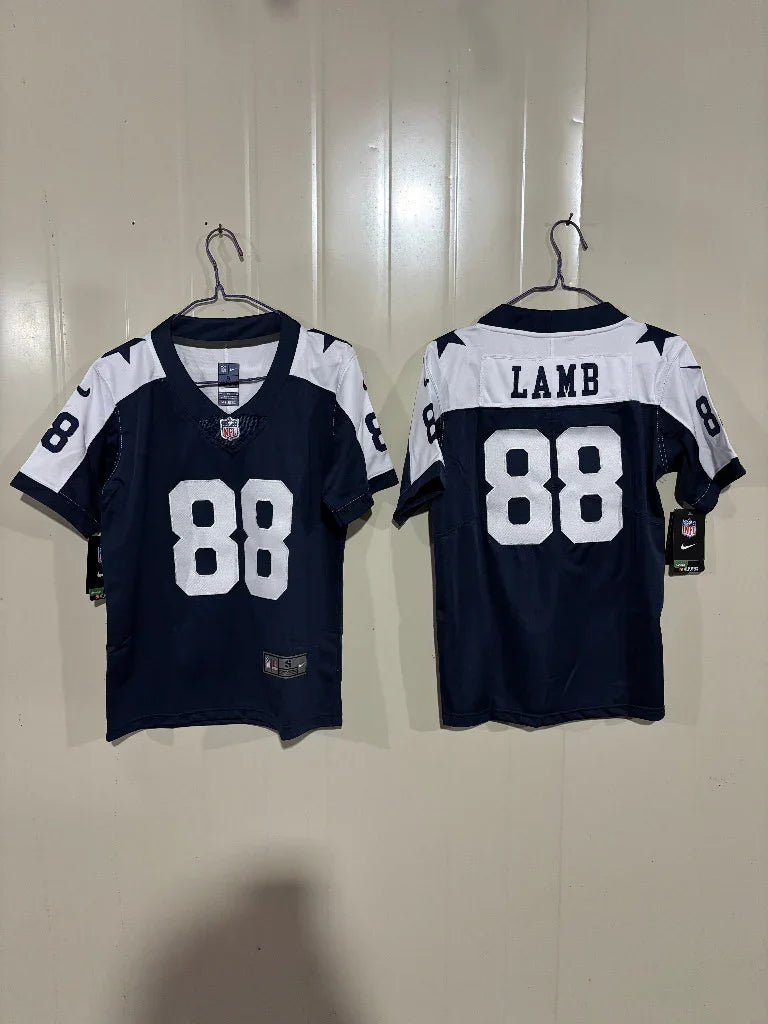 Dallas Cowboys 25/26 Lamb #88 Navy/White Kids Jersey