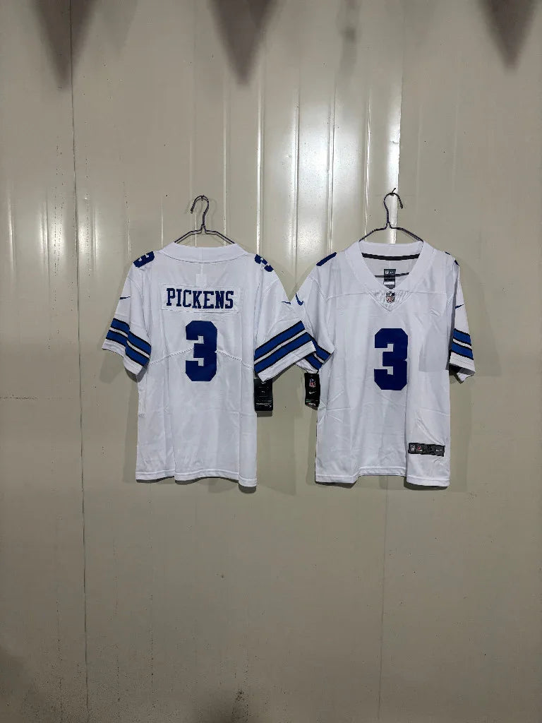 Dallas Cowboys 25/26 Pickens #3 White Kids Jersey
