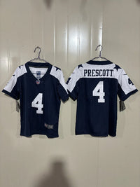 Dallas Cowboys 25/26 Prescott #4 Navy/White Kids Jersey