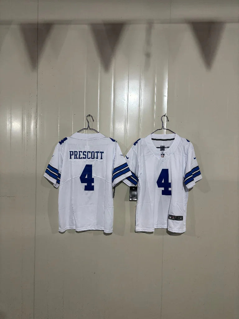 Dallas Cowboys 25/26 Prescott #4 White Kids Jersey
