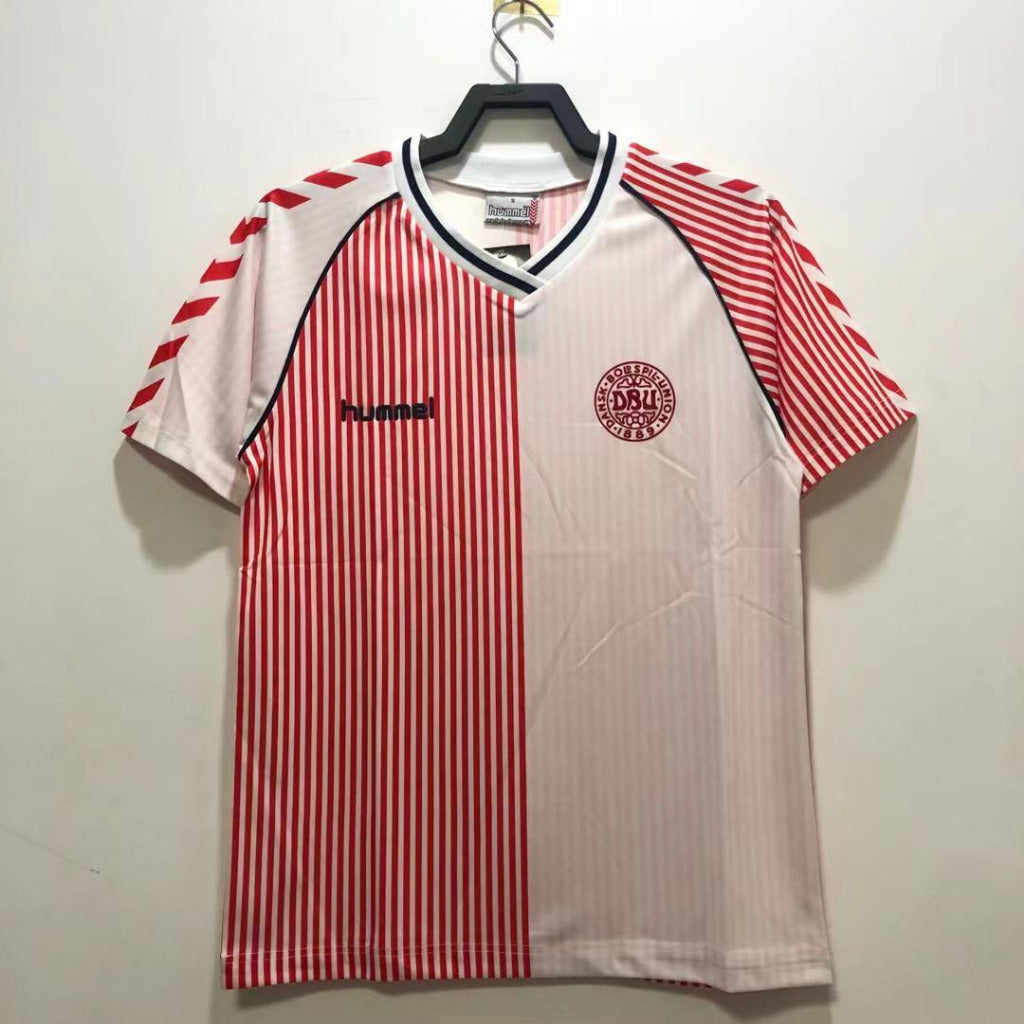 Denmark 1986/87 Vintage Retro Red and White Away Jersey