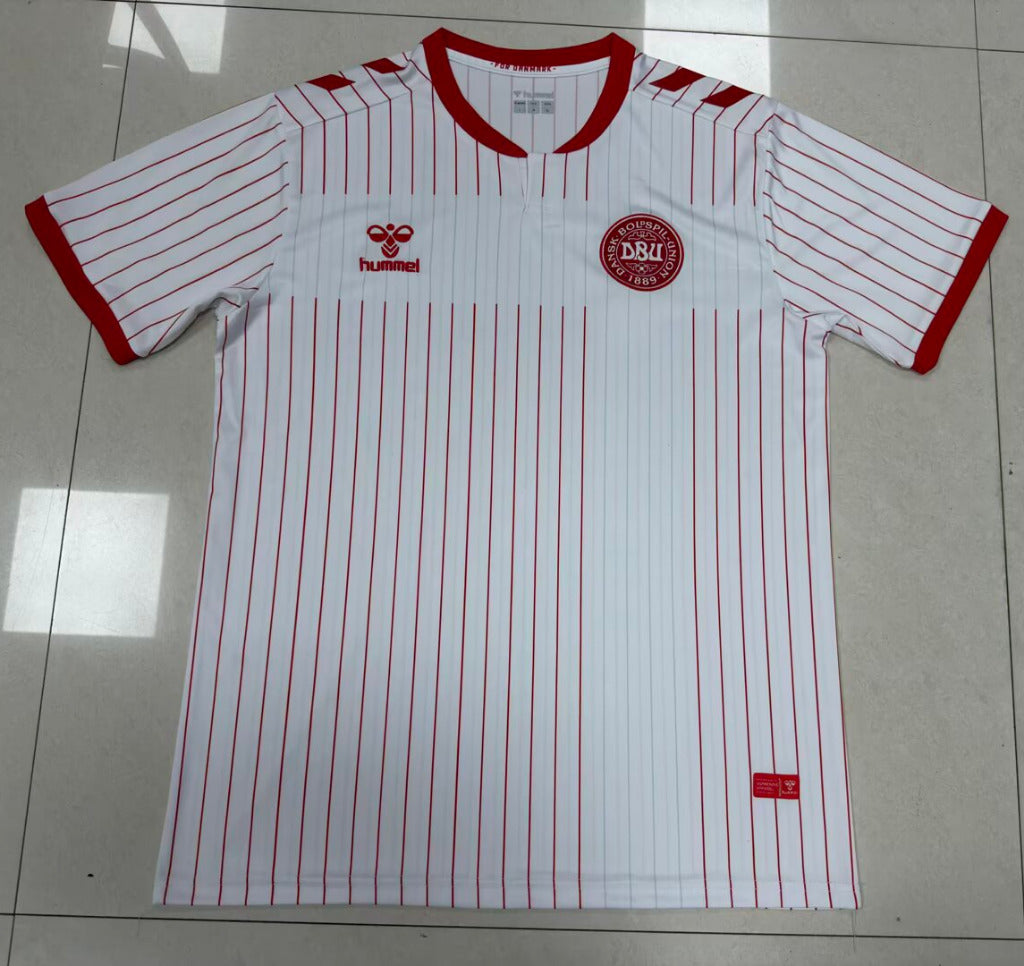 Denmark 2026 White/Red Stripes Away Jersey