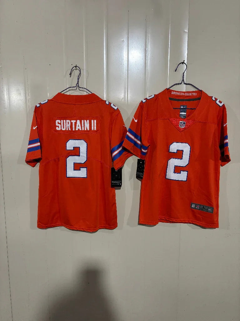 Denver Broncos 25/26 Surtain II #2 Orange Game Kids Jersey