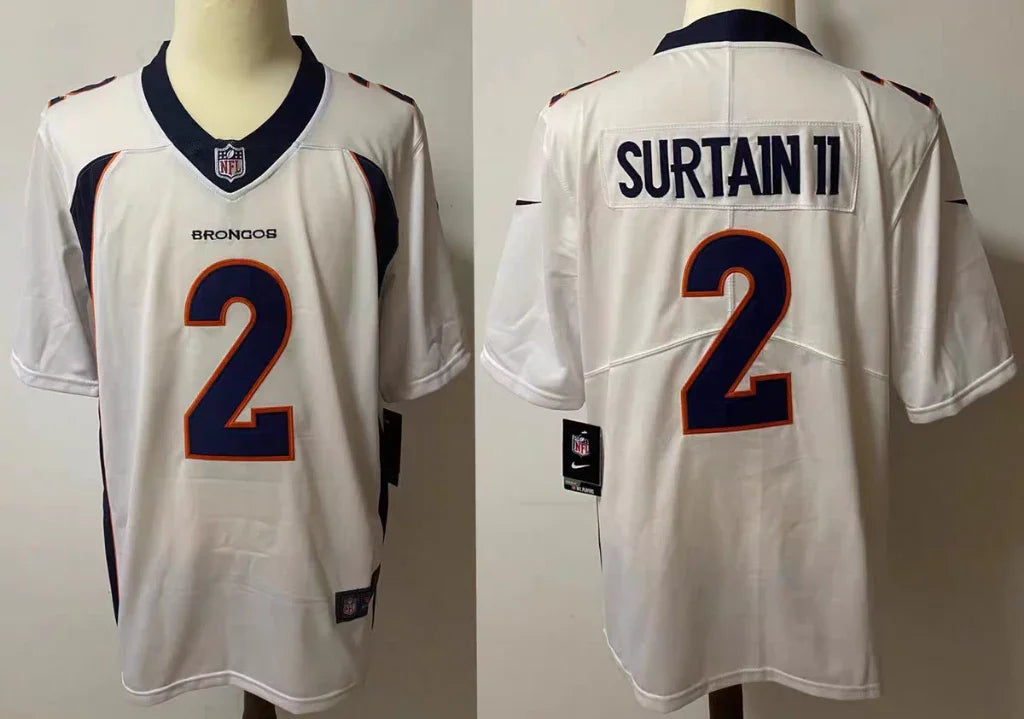 Denver Broncos 25/26 Surtain II #2 White/Black NFL Jersey