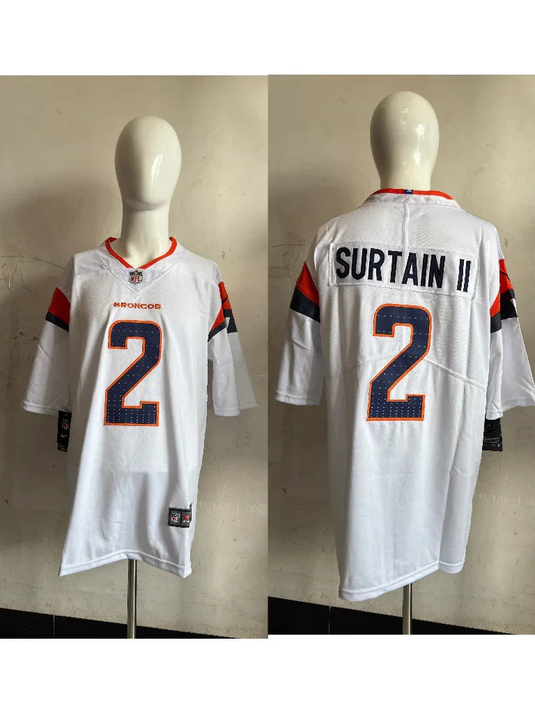 Denver Broncos 25/26 Surtain II #2 White/Orange NFL Jersey