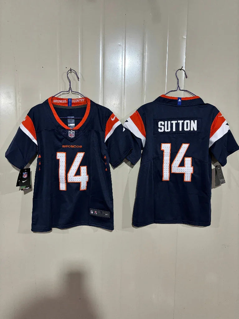 Denver Broncos 25/26 Sutton #14 Navy Game Kids Jersey