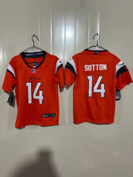 Denver Broncos 25/26 Sutton #14 Orange/Black Game Kids Jersey