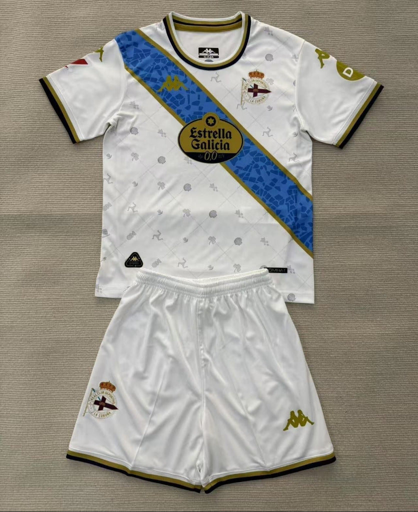 Deportivo de La Coruna 25/26 White/Blue Third Kids Jersey Set