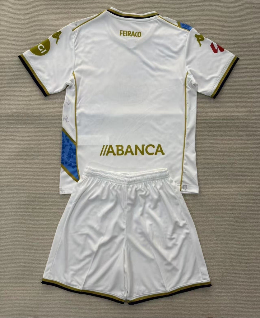 Deportivo de La Coruna 25/26 White/Blue Third Kids Jersey Set