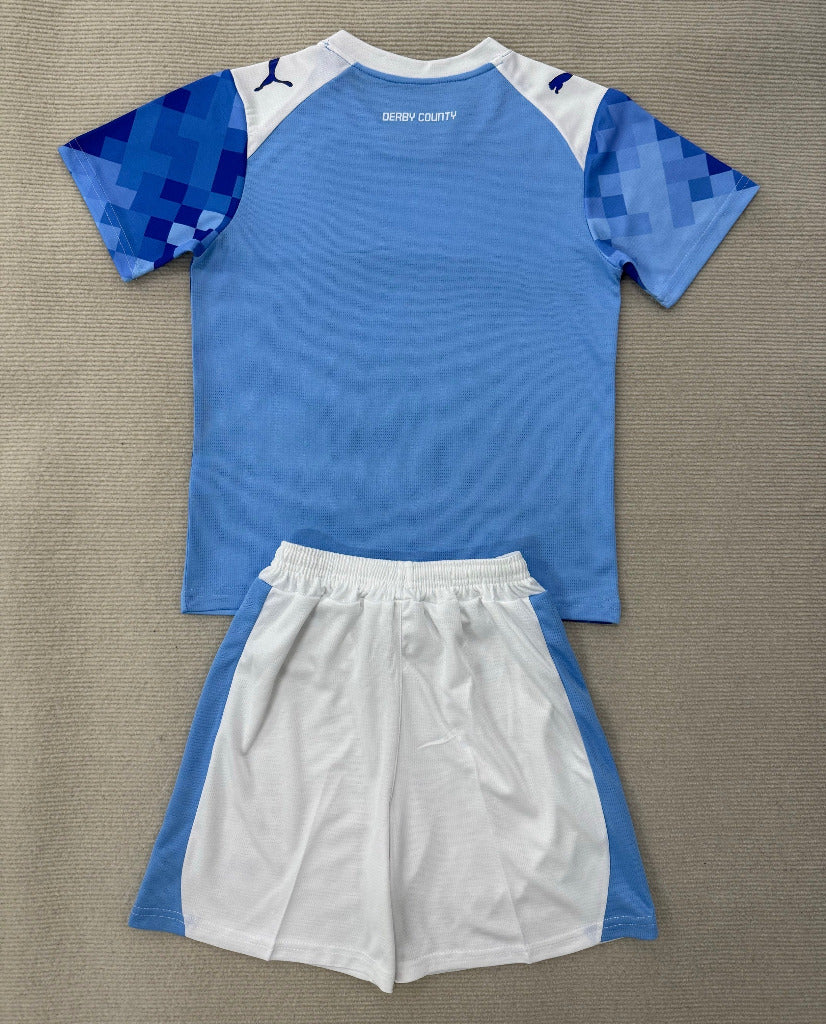 Derby County 25/26 Blue/White Third Kids Jersey Set