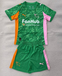 Derby County 25/26 Green/Pink/Orange Goalkeeper Kids Jersey Set
