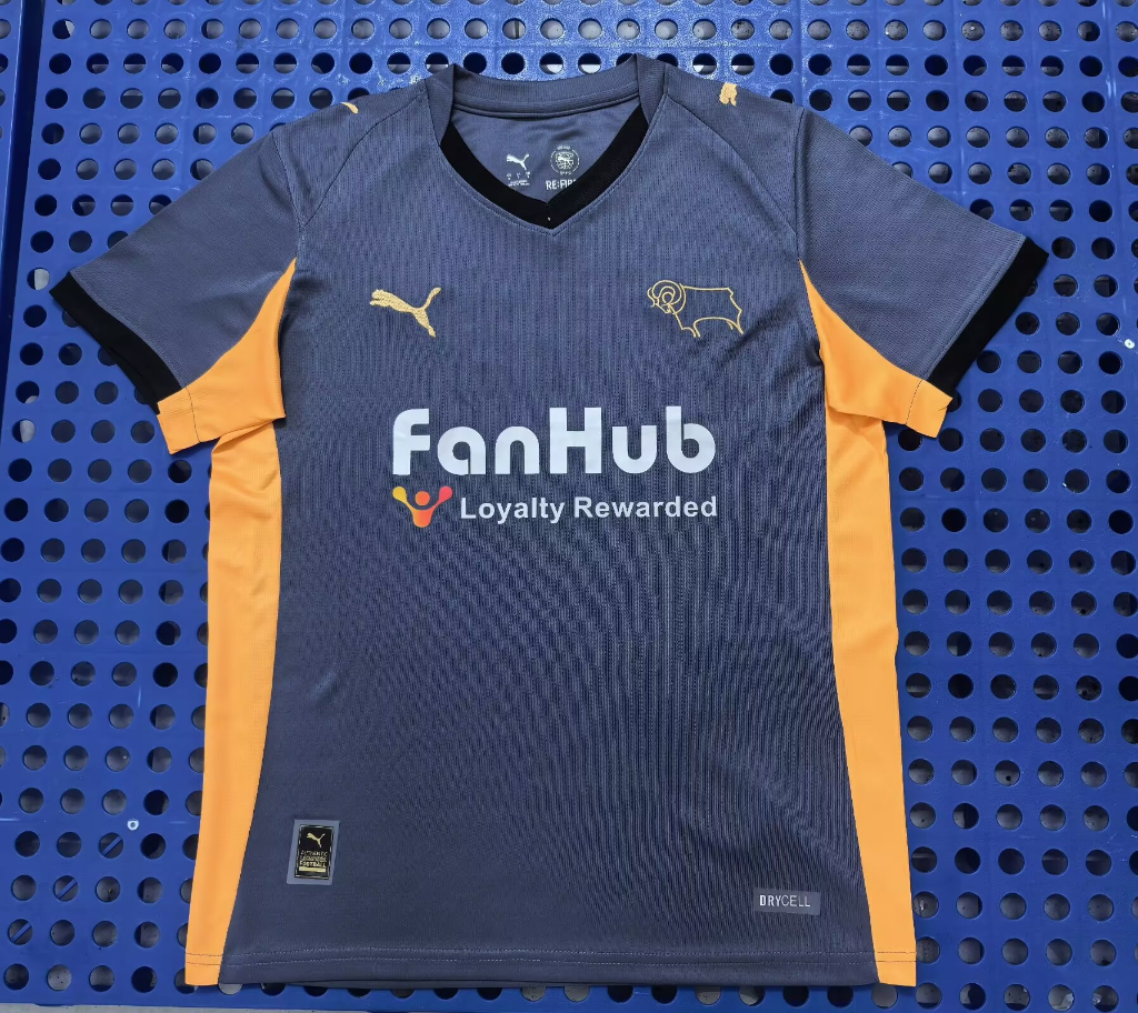 Derby County 25/26 Grey/Orange Away Jersey