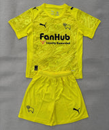 Derby County 25/26 Yellow Goalkeeper Kids Jersey Set