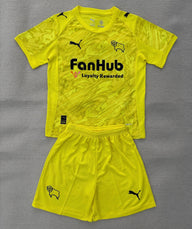 Derby County 25/26 Yellow Goalkeeper Kids Jersey Set