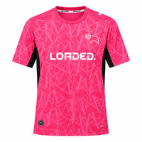 Derbyshire 26/27 Bright Pink with Black Side Away Jersey