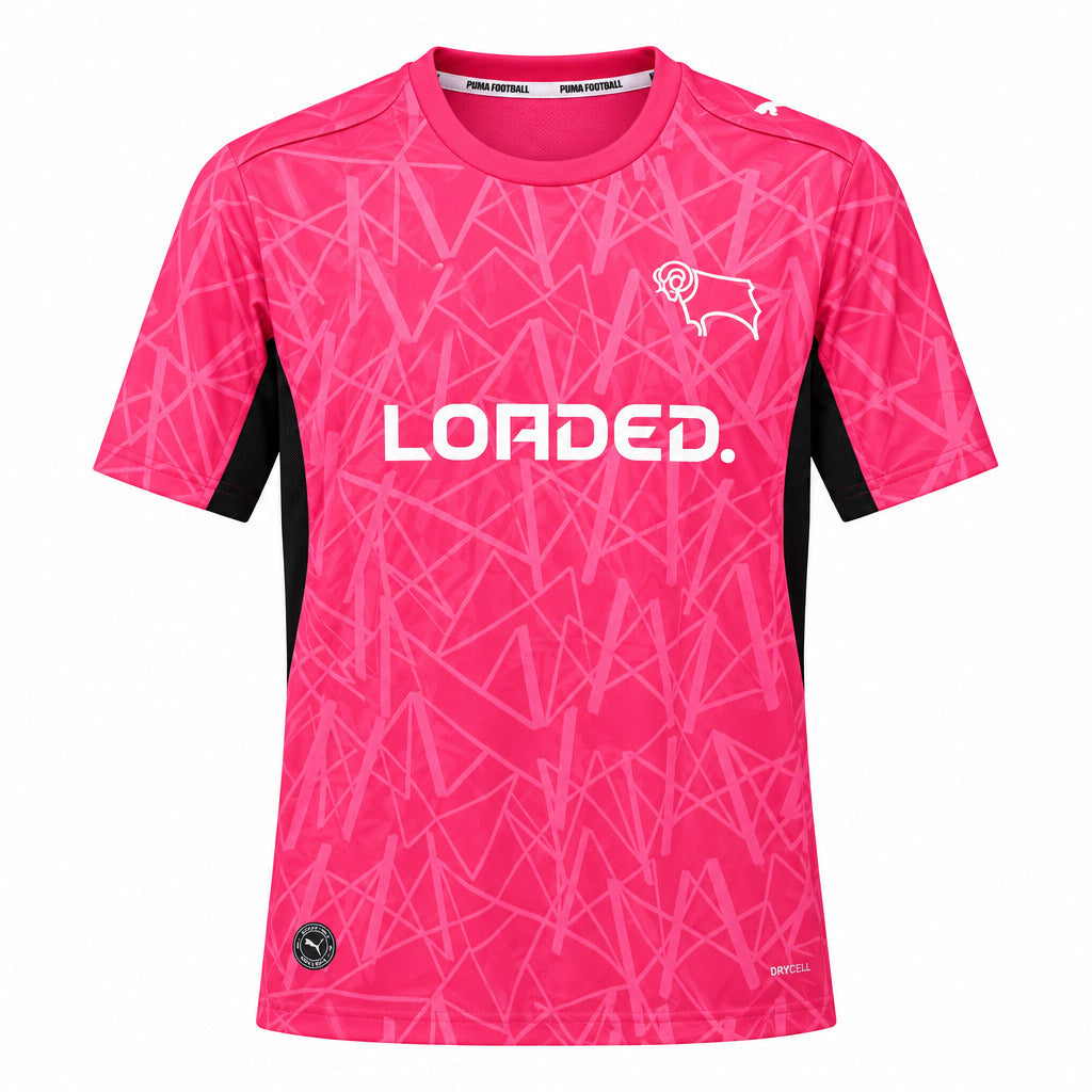Derbyshire 26/27 Bright Pink with Black Side Away Jersey