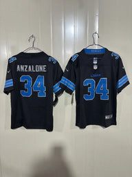 Detroit Lions 25/26 Anzalone #34 Black Game Kids Jersey