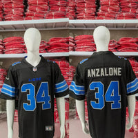 Detroit Lions 25/26 Anzalone #34 Black NFL Game Jersey