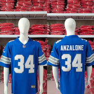Detroit Lions 25/26 Anzalone #34 Royal Blue NFL Game Jersey