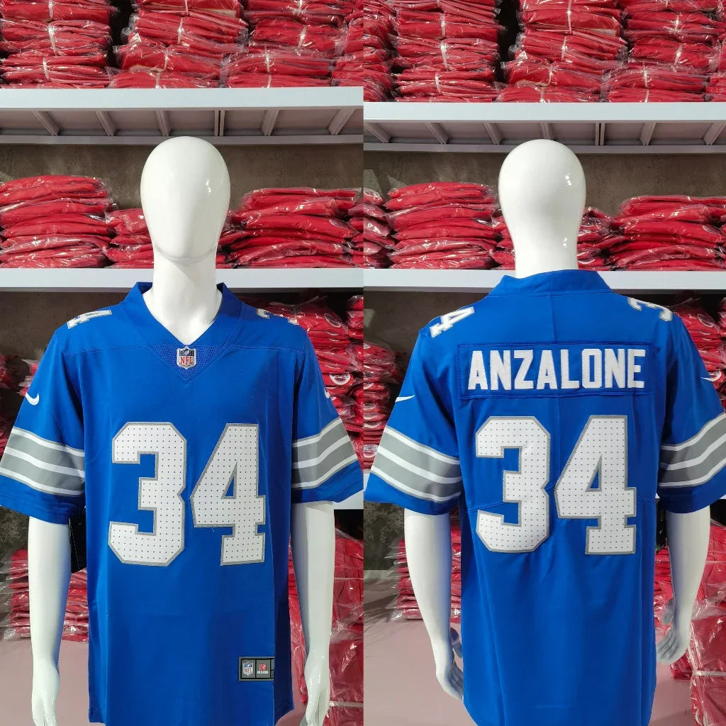 Detroit Lions 25/26 Anzalone #34 Royal Blue NFL Game Jersey