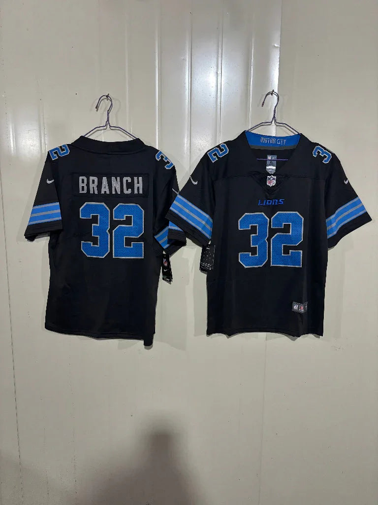 Detroit Lions 25/26 Branch #32 Black Game Kids Jersey