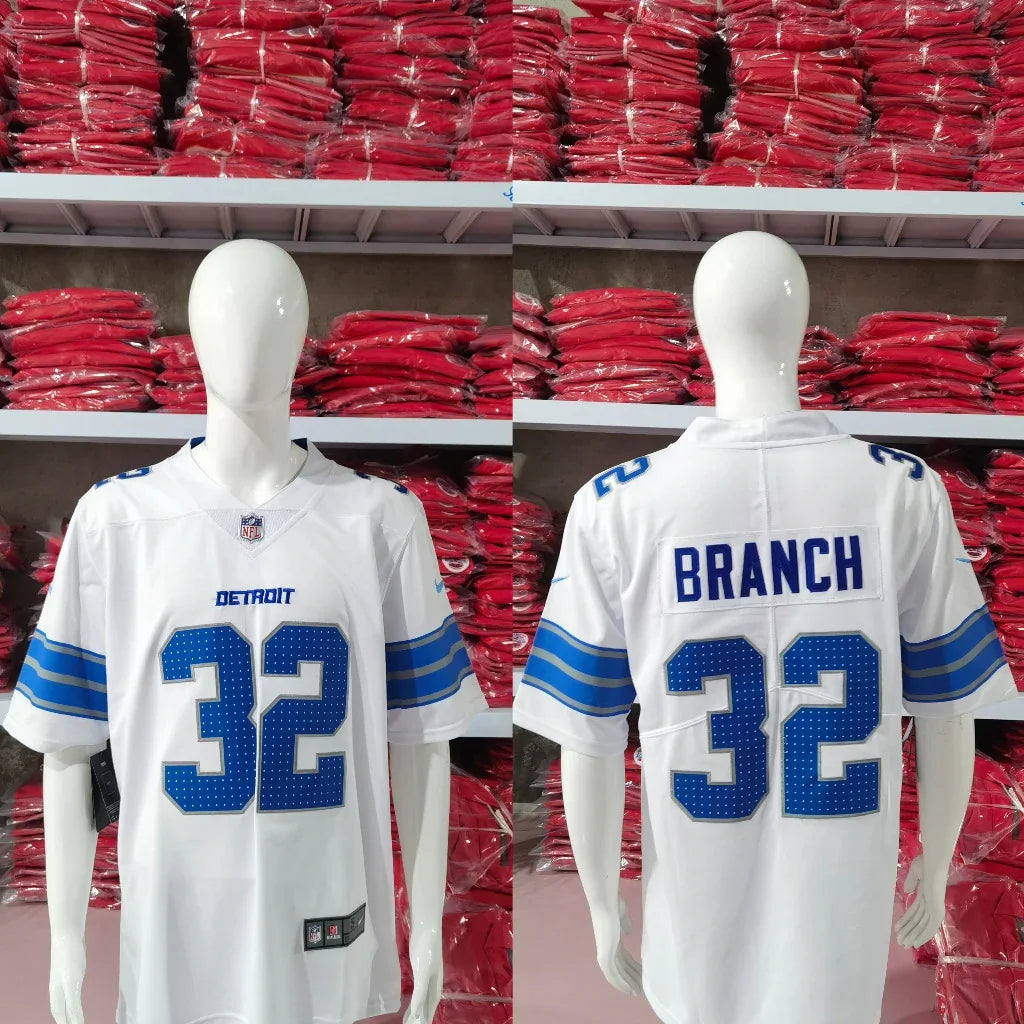 Detroit Lions 25/26 Branch #32 White NFL Game Jersey