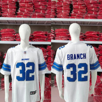 Detroit Lions 25/26 Branch #32 White NFL Game Jersey