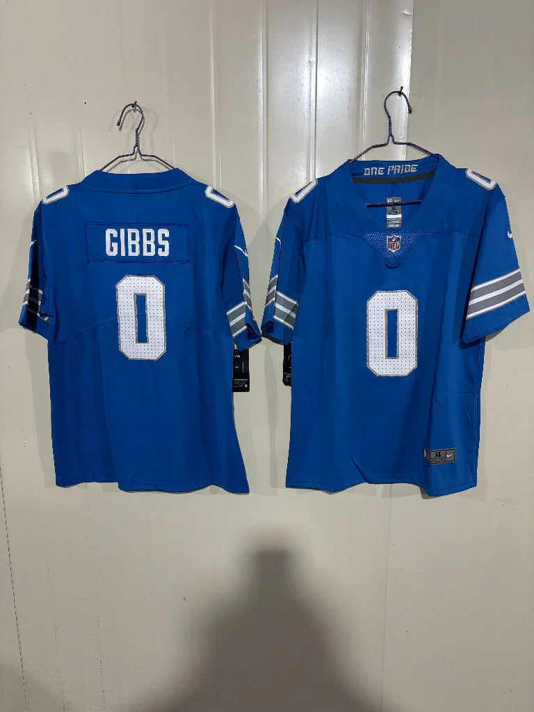 Detroit Lions 25/26 Gibbs #0 Royal Blue Game Kids Jersey