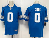 Detroit Lions 25/26 Gibbs #0 Royal Blue NFL Game Jersey