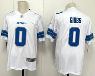 Detroit Lions 25/26 Gibbs #0 White NFL Game Jersey