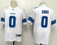 Detroit Lions 25/26 Gibbs #0 White NFL Game Jersey
