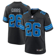 Detroit Lions 25/26 Gibbs #26 Black NFL Game Jersey