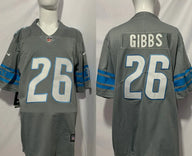 Detroit Lions 25/26 Gibbs #26 Gray NFL Game Jersey