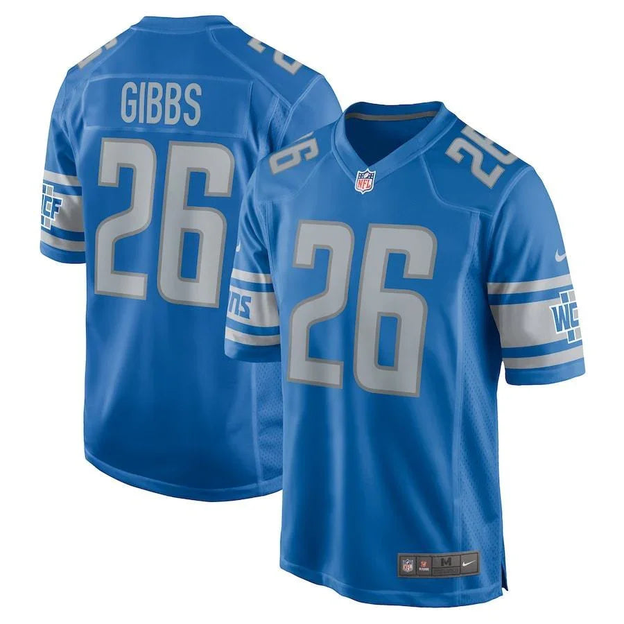 Detroit Lions 25/26 Gibbs #26 Royal Blue NFL Game Jersey