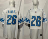 Detroit Lions 25/26 Gibbs #26 White/Royal Blue NFL Game Jersey