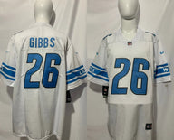 Detroit Lions 25/26 Gibbs #26 White/Royal Blue NFL Game Jersey